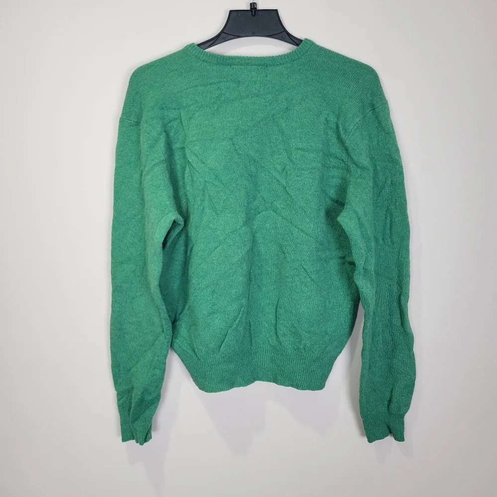 Polo Ralph Lauren 100% Lambs Wool V Neck Sweater Mens Large Green Pony Logo